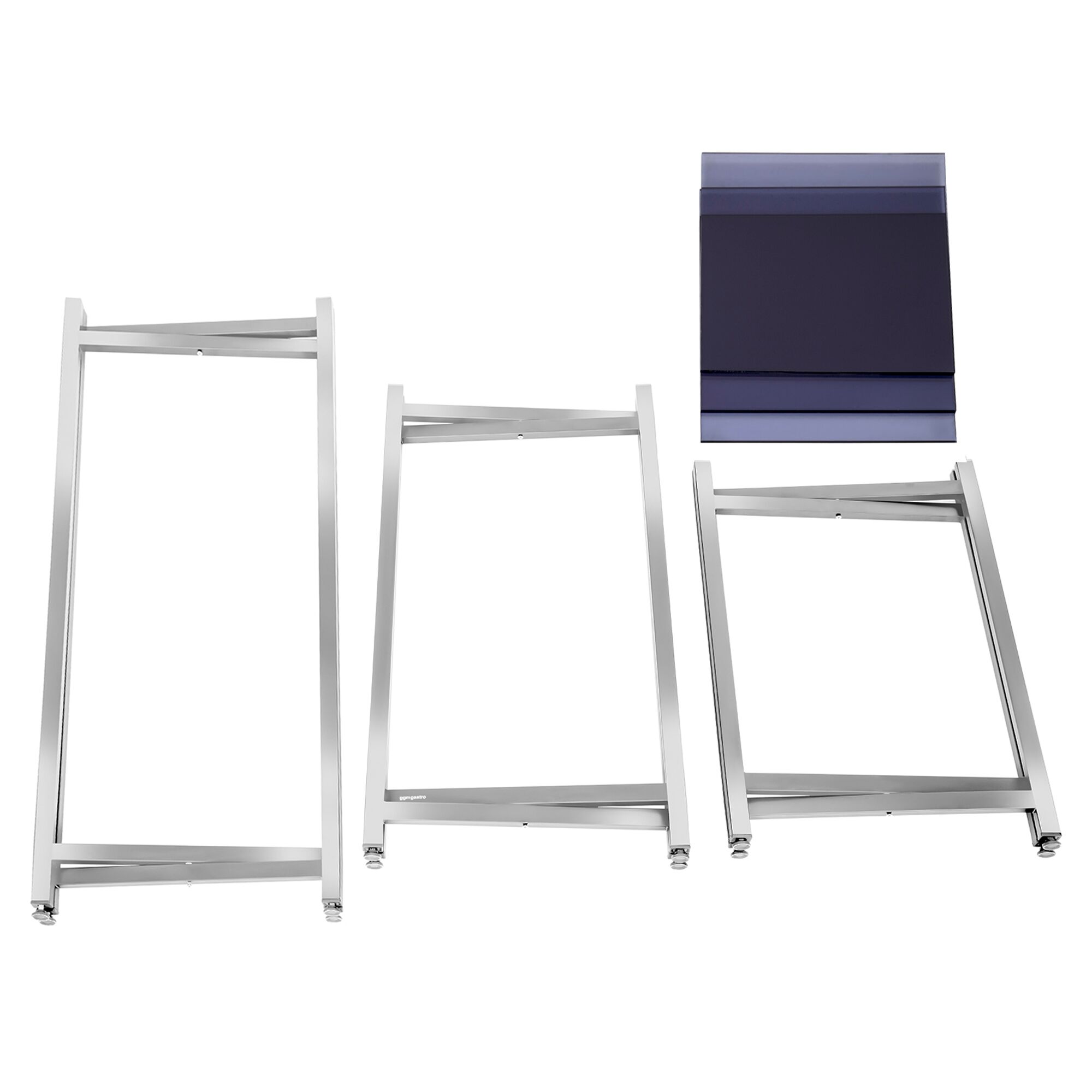 (3 pcs) Set de 3 tables d’appoint pliantes - 50x50cm - Hauteurs: 70/90/120cm