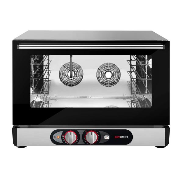 Eléctrico Horno de convección para panadería - Electromecánico - 4x GN 1/1 o 600x400mm - Acero inoxidable - con humidificador - con iluminación halógena - sin cable y enchufe