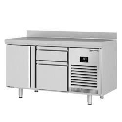 Commercial Counter Fridge PREMIUM PLUS - 1468x600mm - with 1 door - 2 drawers [1/3 + 2/3] - with upstand - capacity 250 litres