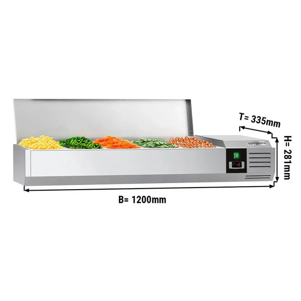 Witryna chłodnicza nadstawna PREMIUM - 1200x335mm - 5x GN 1/4
