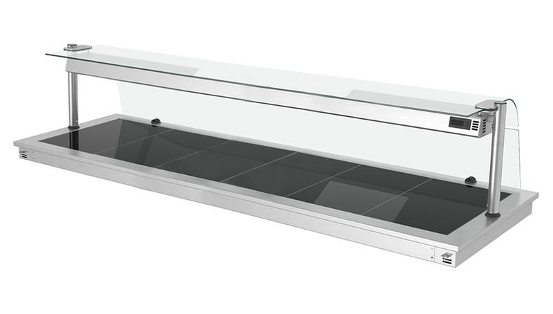 Inbouw warmhoudplaat RVS - met glazen oppervlak - 2100mm - 6x GN 1/1 - 2,7 kW