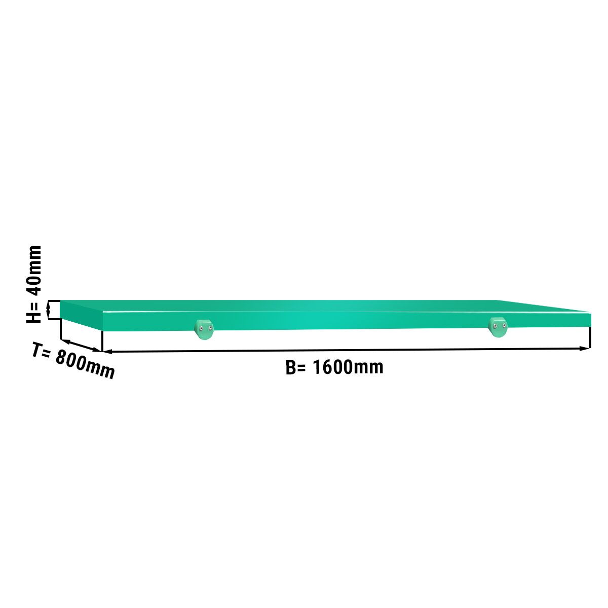 Planche à découper pour table de travail - 1600x800 mm - Conforme HACCP - Verte
