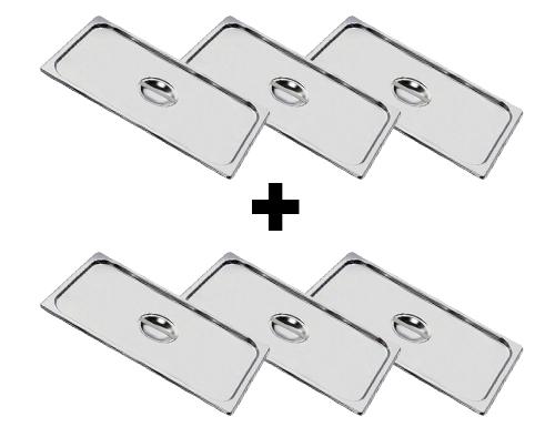  (6 pieces) Stainless steel GN lid 1/1 - with spoon recess