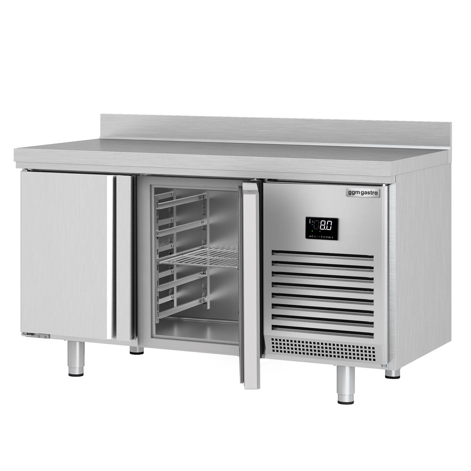 Table réfrigérée Premium PLUS - 1468x600 mm - avec 2 portes - avec dosseret