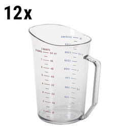 (12 piezas) CAMBRO | Vaso medidor de policarbonato Camwear® con escala medidora - 2 litros - transparente