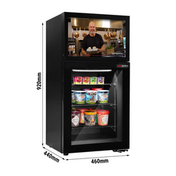 Minibar vriezer - 460mm - met 1 glazen deur & ingebouwd 19 inch LCD scherm