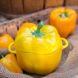 STAUB| Ceramic Cocotte Casserole Dish – Bell Pepper Shape - Yellow - 0.45 L - Made in France