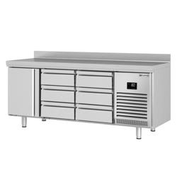 Table réfrigérée Premium PLUS - 1960 x 700 mm - avec 1 porte - 6 tiroirs - avec dosseret