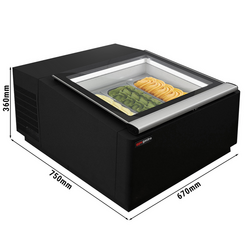 Tafelmodel ijsvitrine - 670mm - Statisch - voor 3x 5 liter ijscontainers - Deksel opening naar serveerkant