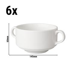(6 buc) BUDGETLINE - Bol supă cu mâner Mammoet - 300 ml - Alb