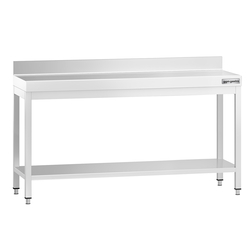 Edelstahl Arbeitstisch PREMIUM - 1800x700mm - mit Grundboden & Aufkantung