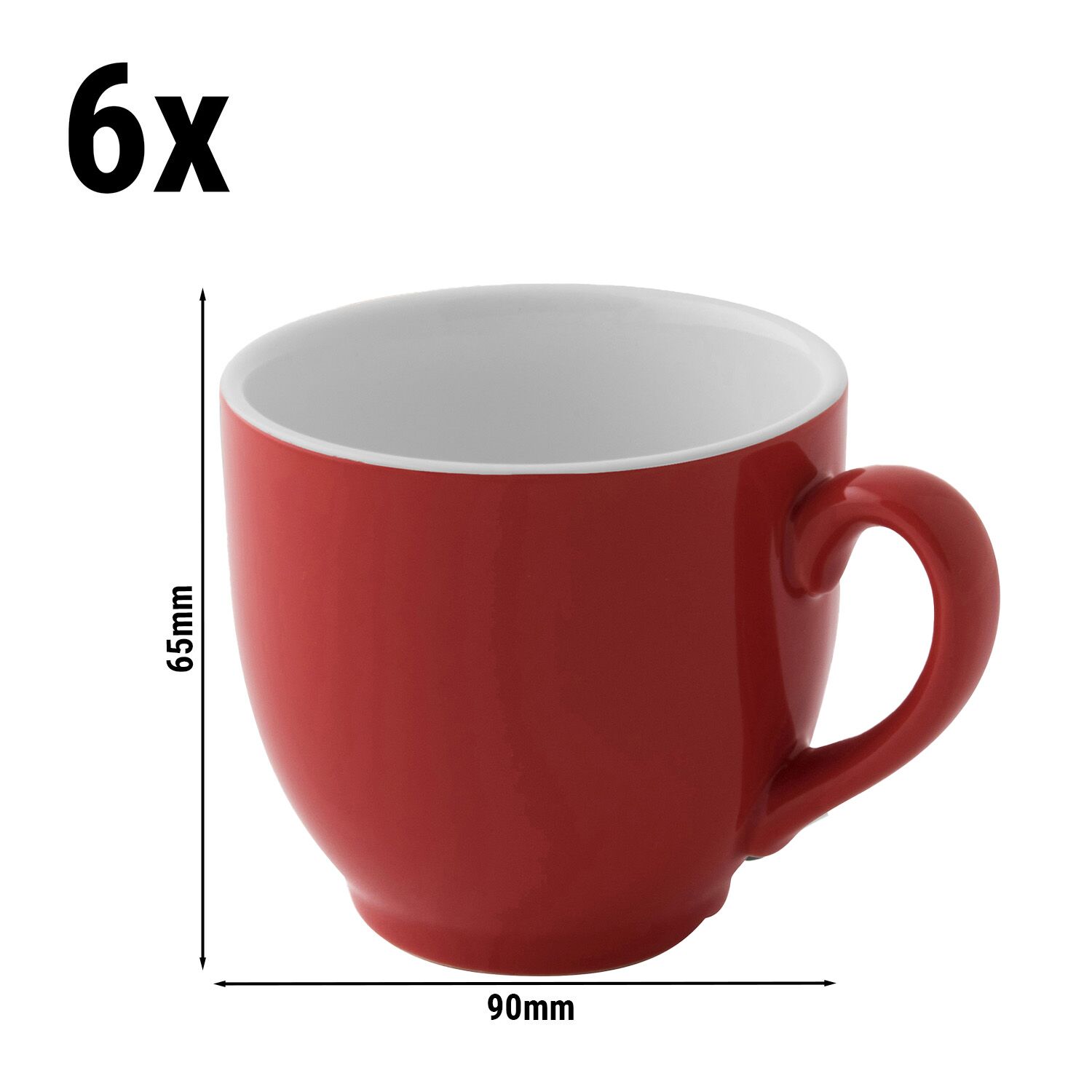 (6 pièces) COLORS – Tasse à café – 140 ml – Rouge