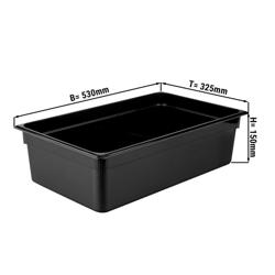 (6 pièces) Bacs GN 1/1 en polycarbonate – Noir – Hauteur : 150 mm