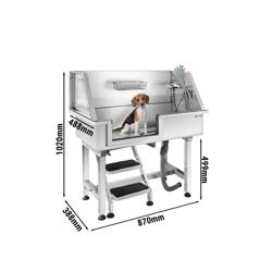 Vasca per cani - con scale antiscivolo, rubinetto miscelatore professionale & tappetino antiscivolo