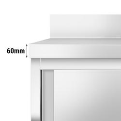 Armario de trabajo de acero Inox. PREMIUM - 1,6 m - con puerta corredera y zócalo