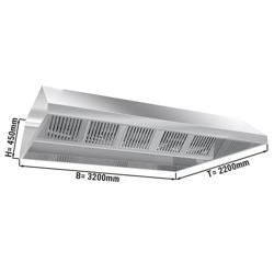Cappa centrale - 3200x2200x450mm - senza motore - filtri a labirinto - illuminazione LED