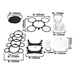 Etagerie/ Buffetständer - rotierend - Schwarz - inkl. 17 Glasschalen - rund