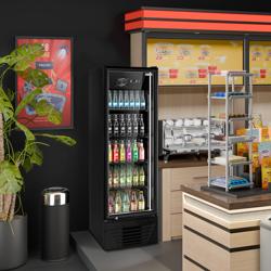 Vitrine réfrigérée à boissons - 590mm - 330 L - 1 porte vitrée - éclairage LED - thermostat numérique - Noir - +2 à +8 °C