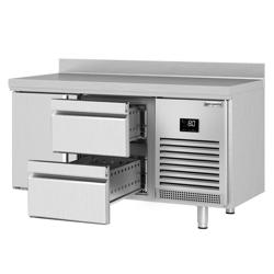 Koelwerkbank PREMIUM PLUS - 1468x700mm - met 1 deur - met 2 lades - met opstand