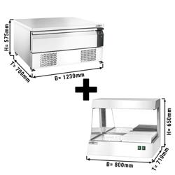 Combinaison soubassement congélateur/réfrigéré - 1230 mm - 1 tiroir - avec chauffe-frites inclus