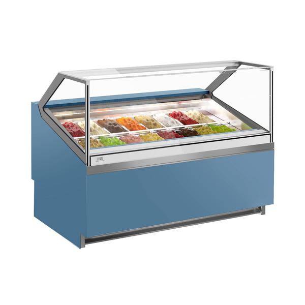 Commercial Ivy Ice Cream Display Freezer – 16 × 5 L Napoli pans - 1606 mm - Ventilated - Blue