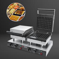 Piastra per Waffle professionale - Doppia - Manuale - 4kW - Forma: 2 Waffle belgi - piastre di cottura rivestite in Teflon