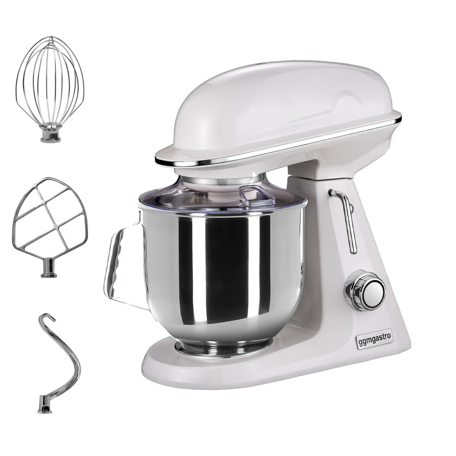 Batteur-mélangeur planétaire professionnel - 7L - 350W - incl. 3 outils - Blanc lait