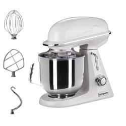 Commercial Planetary Mixer - Stainless Steel Bowl – 7 Litre – 350 W – Dough Hook, Beater, Whisk - Table-top - Milk White - Removable Bowl