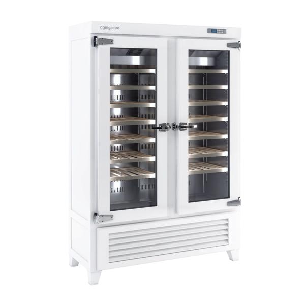 Commercial Wine Fridge - Pine Wood & Glass Doors - Freestanding - Single Zone - 640L - max. 84 bottles
