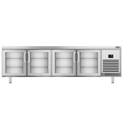Commercial Counter Fridge PREMIUM PLUS - 2752x800mm - glass doors - with 4 doors - capacity 850 litres