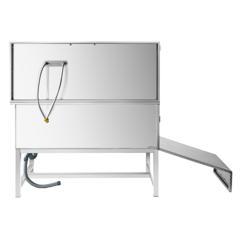 Wanna groomerska ze stali nierdzewnej - Profesjonalna - z rampą, z baterią i perforowanym dnem ze stali nierdzewnej - komora 1240x536mm