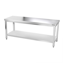 Table de travail inox PREMIUM - 2000x800mm - avec fond de base sans rebord	