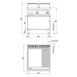 Fry Top Gas Professionale - 20 kW - Liscio e Rigato - incl. sottotelaio