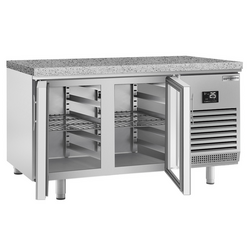 Bakkerij koelwerkbank PREMIUM PLUS - 1618x800mm - 2 glazen deuren & granieten werkblad