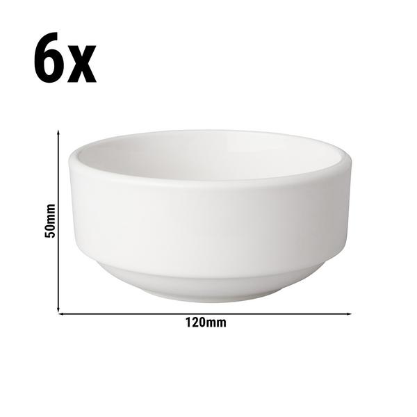(6 ks) Miska Mammoet Budgetline - Porcelán - 260 ml - kulatá - Ø 120 mm - stohovatelná - vhodná do myčky - vhodná do mikrovlnky - bílá