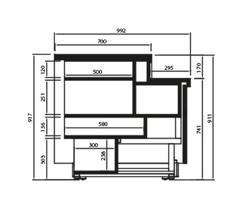 Kassa-sectie RIGA & LED verlichting - 1995x990x920mm