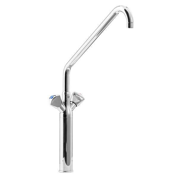 Bateria stojąca jednootworowa - do zlewu - z głowicami mieszającymi (2), wylewka obrotowa 350mm, szybki montaż - 150x390x1010mm