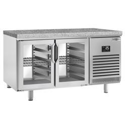 Mesa fria de pastelaria PREMIUM PLUS - 1618x800mm - 400L - 4 portas de vidro - tampo em granito; 0 a +6°C; frio ventilado