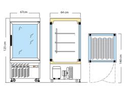 Vetrina congelatore - 230l - 670mm - 1 porta a battente in vetro - con 3 rotanti ripiani - LED interni; 4 lati vetro - Argento