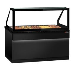 Vitrine chauffante TORONTO – 1800 mm – façade noire – pour 5 × GN 1/1 – plan de travail en granit noir
