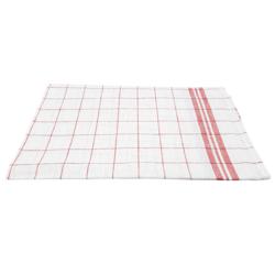 (12 pz) Strofinaccio per bicchieri - Lino e cotone - 65x65cm - Rosso/Bianco