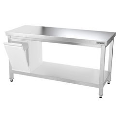 Työpöytä PREMIUM ruostumattomasta teräksestä - 1600x800mm - pohjalla ja kannattimilla 