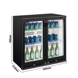 Mesa de refrigeração de bebidas de bar - 0,9 x 0,51 m - 193 litros - com 2 portas de vidro - preta