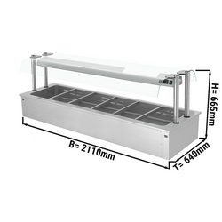 Встраиваемая Водяная  Баня  (Bain-marie)  2,1 м - 6x GN 1/1-  со Стеклянной Панелью для защиты от брызг