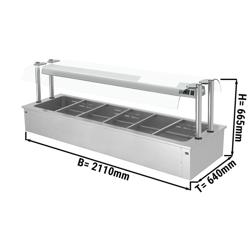 Bain-marie de încastrat - 2110 mm - 4,83 kW - 6x GN 1/1 - cu geam de protecție din sticlă