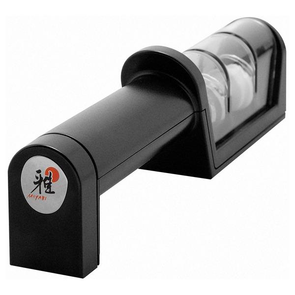 MIYABI | Professional 2-Stage Knife Sharpener – Manual - Diamond & Ceramic Wheels - Black