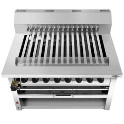 Gas Hochleistungsgrill - für Adana & Shish Kebab - für 15 autom. rotierenden Spießen