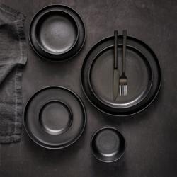 (12 pcs) Dessert Bowl - Universe - Porcelain - round - Ø 155mm - Black