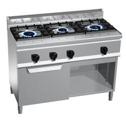 Gasfornuis - Lorenzo 600 - 1200x600mm - 34,5 kW - 3 pits - incl. gas statische oven - 3,5 kW