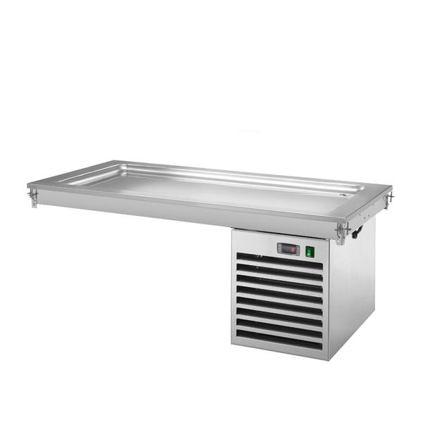 Drop-in gekoeld bovenblad - 1500mm - +2 tot +8°C - 4x GN 1/1 - 450W | Koelplaat - GN 1/1 - RVS